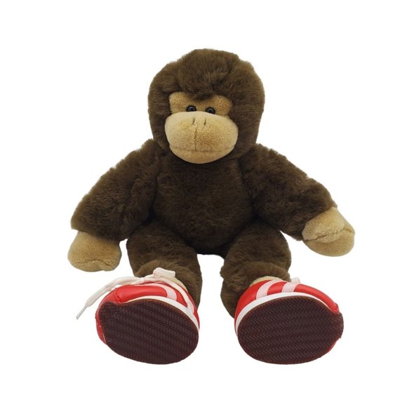Build A‎ Bear Monkey Chimp Plush 17” Brown Stuffed Animal With Red Lace Up Shoes - Picture 1 of 8